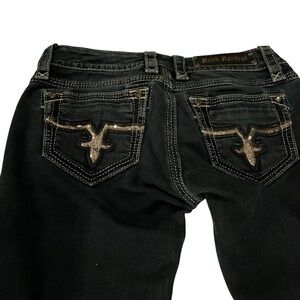 Rock Revival size 28 dark wash skinny gold sequins on back pockets